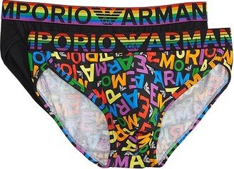 Rainbow Logo 2-Pack Brief (EA Rainbow Color/Black) Men's Underwear