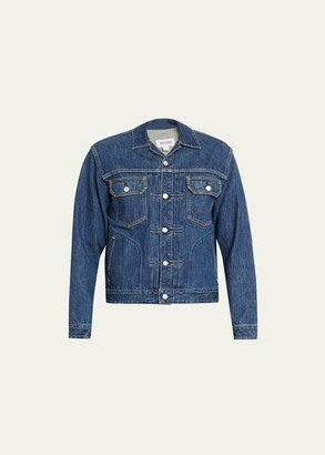 Men's Pleated Denim Trucker Jacket