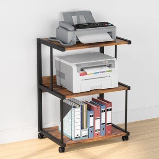 YUZHOU Printer Stand with Storage, Rolling Printer Table Machine Cart on Wheels, Mobile Printer Shelves for Office and Home