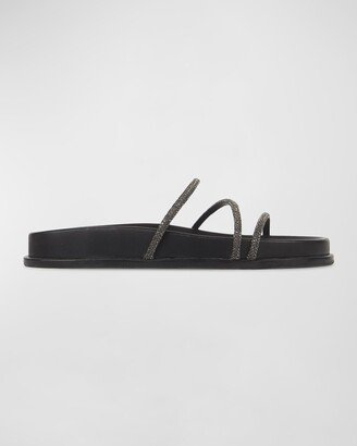 Jenna Crystal Flat Slide Sandals