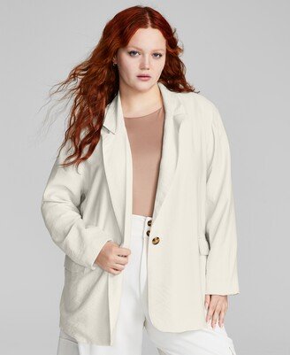 And Now This Trendy Plus Size Oversized Button-Front Blazer