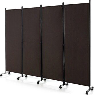 4-Panel Folding Room Divider 6FT Rolling Privacy Screen with Wheels