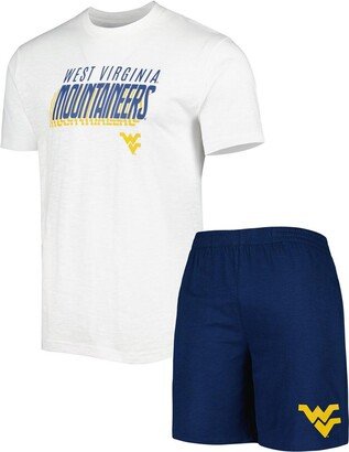 Men's Concepts Sport Navy, White West Virginia Mountaineers Downfield T-shirt and Shorts Set - Navy, White