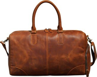 Touri Genuine Leather Gym Bag With Shoe Storage - Light Brown