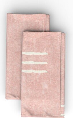 Cloth Napkins: Triple Dash Mudcloth Cloth Napkin, Longleaf Sateen Grand, Pink