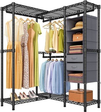 VIPEK L6E Garment Rack Heavy Duty L Shaped Clothing Rack Portable Corner Closet Metal Freestanding Wardrobe, Black