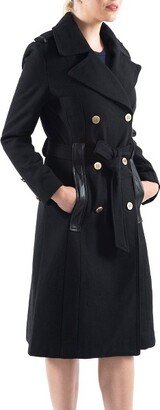 Alpine Swiss Womens Trench Coat Wool Double Breast Jacket Gold Buttons With Belt