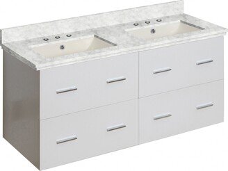 47.5-in. W Wall Mount White Vanity Set For 3H8-in. Drilling Bianca Carara Top Biscuit UM Sink