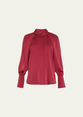 Chelsie Draped Raglan-Sleeve Blouse