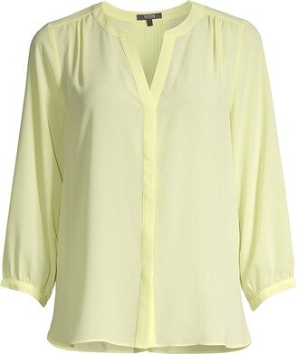 Pin-Tucked Button-Front Blouse