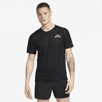 Men's Trail Solar Chase Dri-FIT Short-Sleeve Running Top in Black