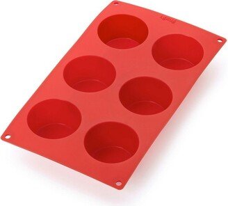 Silicone 6 Cavity Muffin Baking Mold, Red