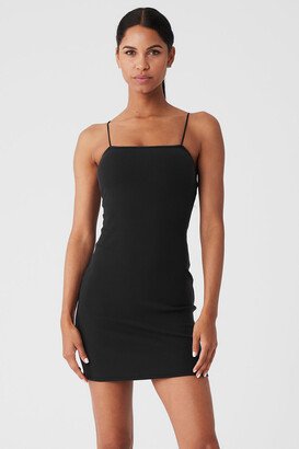 Goddess Ribbed Spaghetti Strap Dress in Black, Size: 2XS