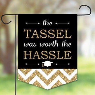 Big Dot Of Happiness Gold Tassel Worth The Hassle - Outdoor Double-Sided Grad Garden Flag 12 x 15.25