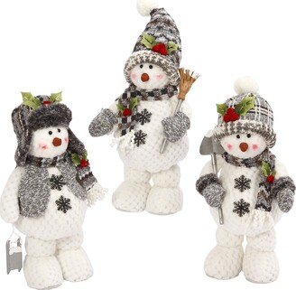 Plush Standing Snowmen Figurines (Set Of 3)