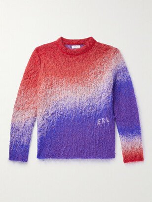 Logo-Intarsia Degradé Brushed Mohair-Blend Sweater