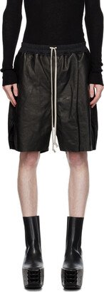 Black Boxer Leather Shorts