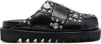 Stud-Detail Leather Clogs