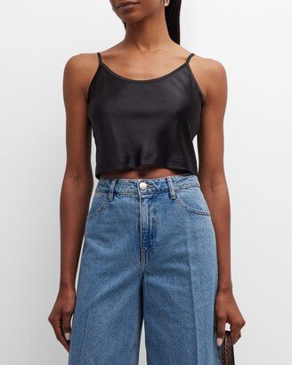 Cropped Scoop-Neck Silk Cami