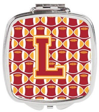 CJ1070-LSCM Letter L Football Cardinal & Gold Compact Mirror