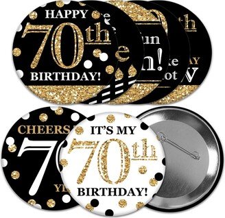 Big Dot Of Happiness Adult 70th Birthday - Gold - 3 inch Birthday Party Badge - Pinback Buttons 8 Ct