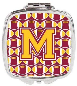 CJ1081-MSCM Letter M Football Maroon & Gold Compact Mirror