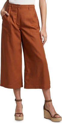 High-Rise Woven Wide-Leg Crop Pants