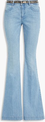 Belted mid-rise flared jeans