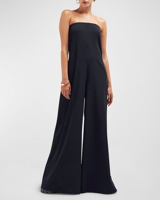 CARESTE Erika Strapless Wide-Leg Wool Jumpsuit