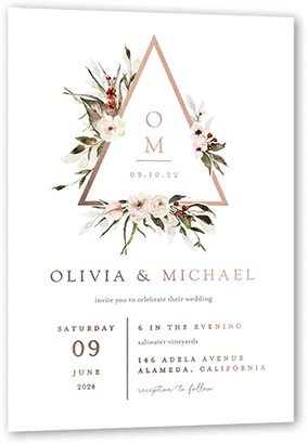 Wedding Invitations: Berry Accent Wedding Invitation, White, Rose Gold Foil, 5X7, Matte, Personalized Foil Cardstock, Square