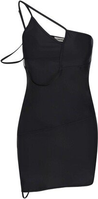 Asymmetric Cross-Strap Sleeveless Mini Dress