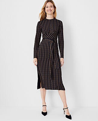 Petite Chain Print Belted Wrap Dress