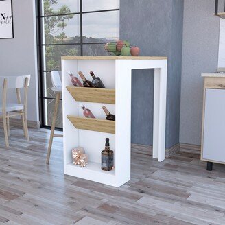 EDWINRAY Homestyles Kitchen Island with Sturdy Top Surface, Rustic Modern Furniture with Two Wine Shelves, White