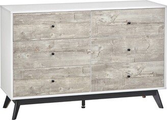 Crislana Mid-Century Modern 6 Drawer Dresser Gray/White - Buylateral