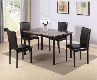 EDWINRAY 5-Piece Artificial Marble Countertop Dining Table Kitchen Table Set with 4 Upholstered Chairs for Kitchen