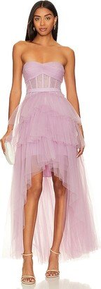 Ruffled High Low Gown