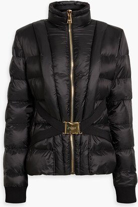 Belted quilted shell down jacket