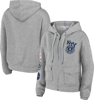 Women's Wear by Erin Andrews Gray New York Yankees Full-Zip Hoodie