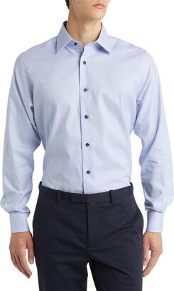 Trim Fit Geometric Pattern Microdobby Dress Shirt