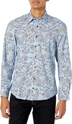 Men's Performance Stretch Dress Shirt (Blue (Coral Branch)) Men's Long Sleeve Button Up