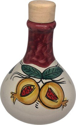 Limoncello Bottle | Ceramic 8.5 Oz Decanter| Serving Gift Hand Painted Fruit Design Pottery With Pomegranates Made in Italy