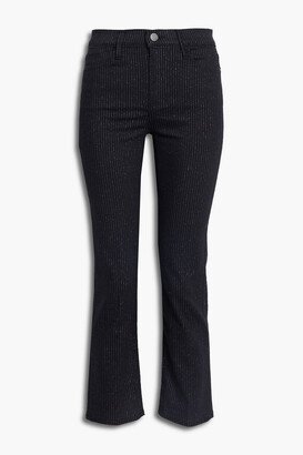 Le High Straight metallic pinstriped high-rise straight-leg jeans