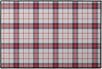 Door Mats: Red White And Blue Plaid Door Mat, Multicolor