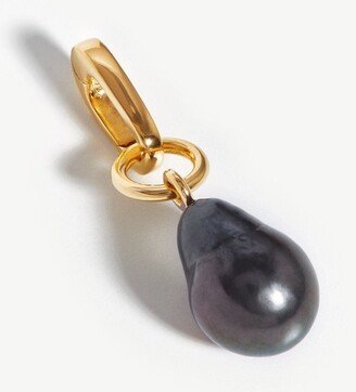 Baroque Pearl Clip-On Pendant | 18ct Gold Plated/Grey Pearl