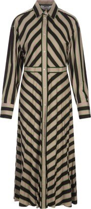 Shirt Midi Dress With jumbo Stripe Print