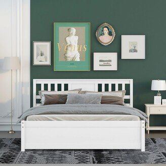 RASOO Modern Wood Bed Frame with Headboard, 12 Under-Bed Storage