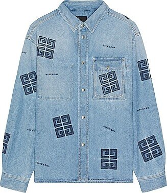 Classic Fit Denim Overshirt In Light Blue in Blue