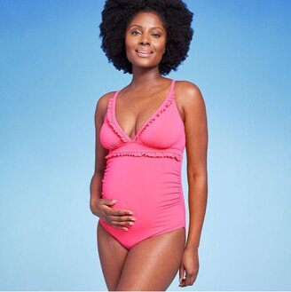 Ruffle Neck One Piece Maternity Swimsuit - Isabel Maternity by Ingrid & Isabel™ Pink Cup