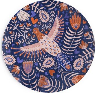 Salad Plates: Swedish Folk Art Birds - Blue Salad Plate, Blue