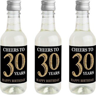 Big Dot Of Happiness Adult 30th Birthday - Gold - Mini Wine Bottle Stickers - Party Favor Gift 16 Ct